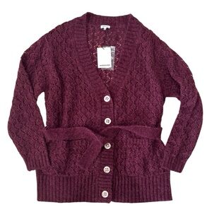 Manoush Mohair Cardigan Cocoon Burgundy Medium